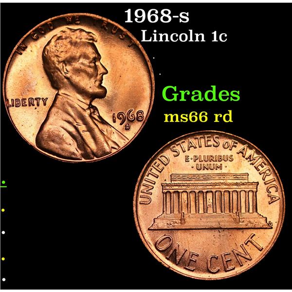 1968-s Lincoln Cent 1c Grades GEM+ Unc RD