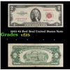 1953 $2 Red Seal United States Note Grades vf+