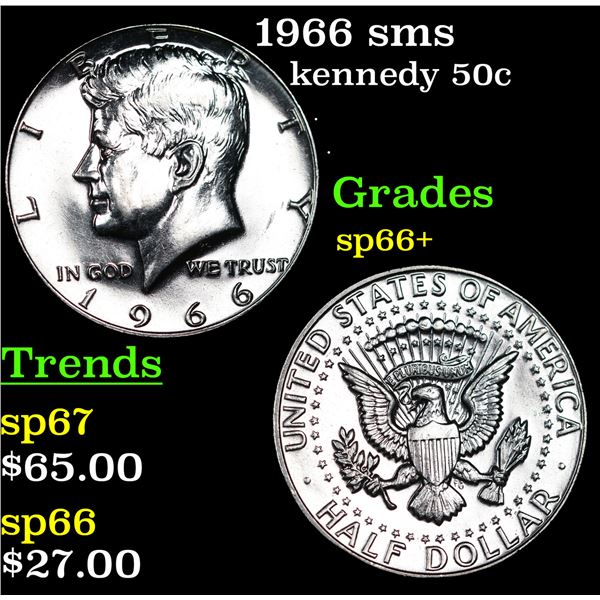 1966 sms Kennedy Half Dollar 50c Grades sp66+