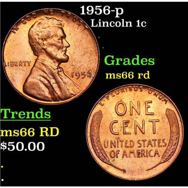 1956-p Lincoln Cent 1c Grades GEM+ Unc RD
