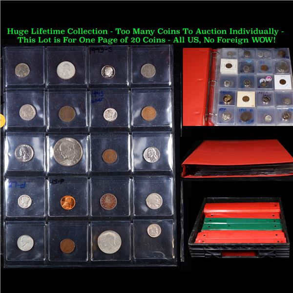 Huge Liifetime Collection - Too Many Coins To Auction Individually - This Lot is For One Page of 20 