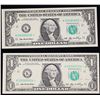 Image 2 : 2x Consecutive **Star Note** 2006 $1 Federal Reserve Notes (Dallas, TX), CU! Interesting Serial #s: 
