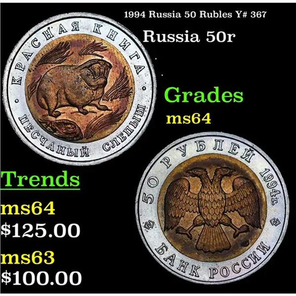 1994 Russia 50 Rubles Y# 367 Grades Choice Unc