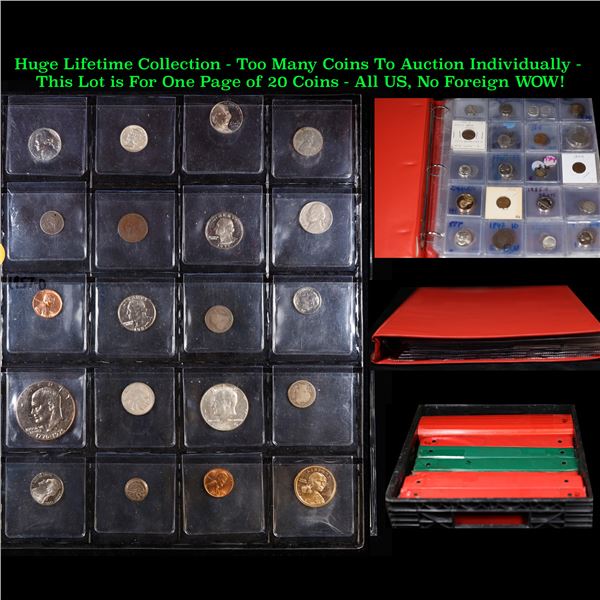 Huge Liifetime Collection - Too Many Coins To Auction Individually - This Lot is For One Page of 20 