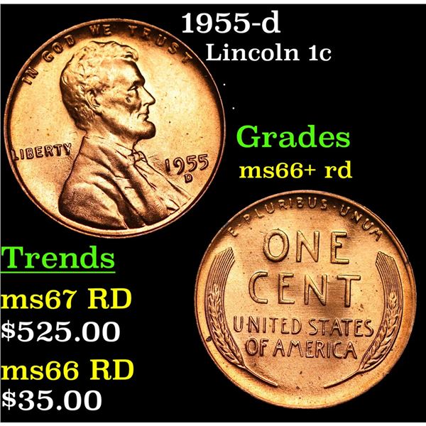 1955-d Lincoln Cent 1c Grades GEM++ RD