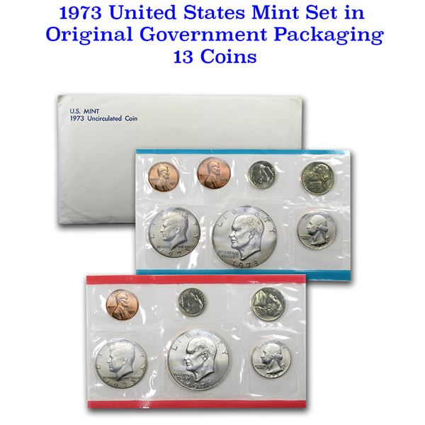 1973 U.S. Mint Set Original Government Packaging  includes 2 Eisenhower Dollars