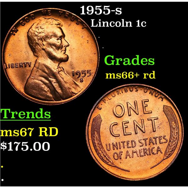 1955-s Lincoln Cent 1c Grades GEM++ RD