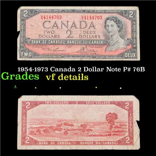 1954-1973 Canada 2 Dollar Note P# 76B Grades vf details