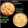 1954-s Lincoln Cent 1c Grades GEM+ Unc RD