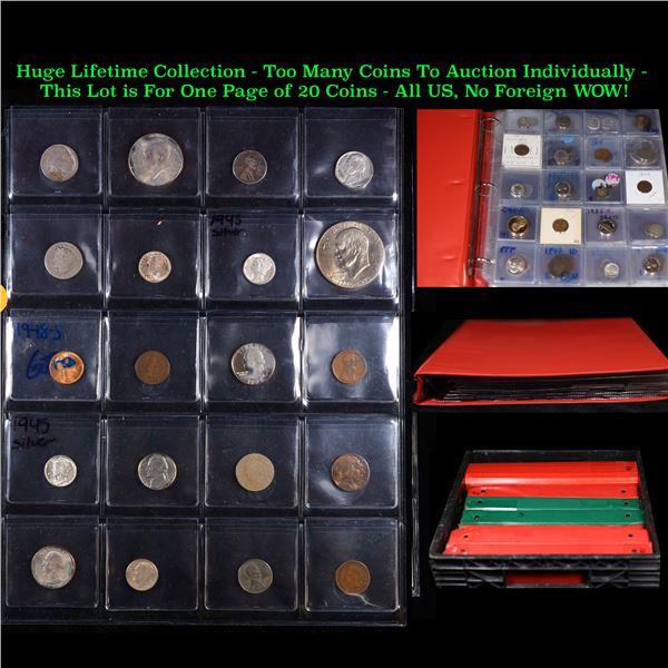 Huge Liifetime Collection - Too Many Coins To Auction Individually - This Lot is For One Page of 20 