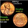 1964-p Lincoln Cent 1c Grades GEM+ Unc RD