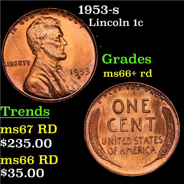 1953-s Lincoln Cent 1c Grades GEM++ RD