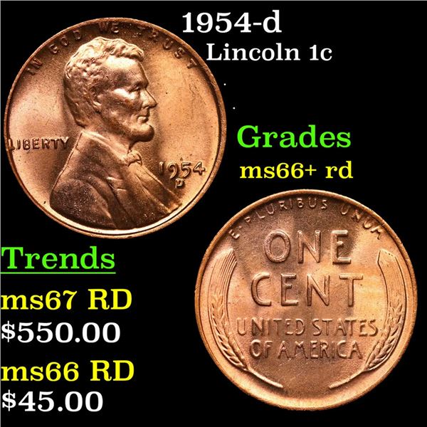 1954-d Lincoln Cent 1c Grades GEM++ RD