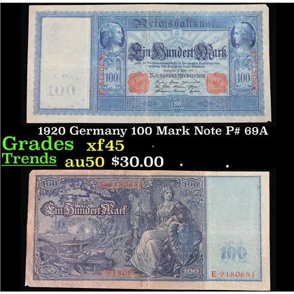 1920 Germany 100 Mark Note P# 69A Grades xf+