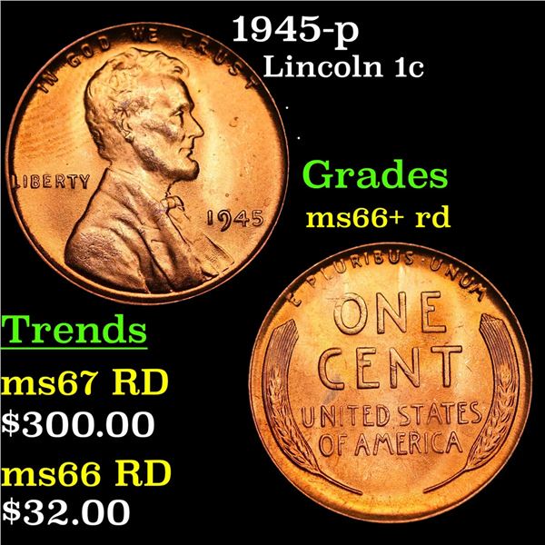 1945-p Lincoln Cent 1c Grades GEM++ RD