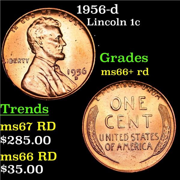 1956-d Lincoln Cent 1c Grades GEM++ RD
