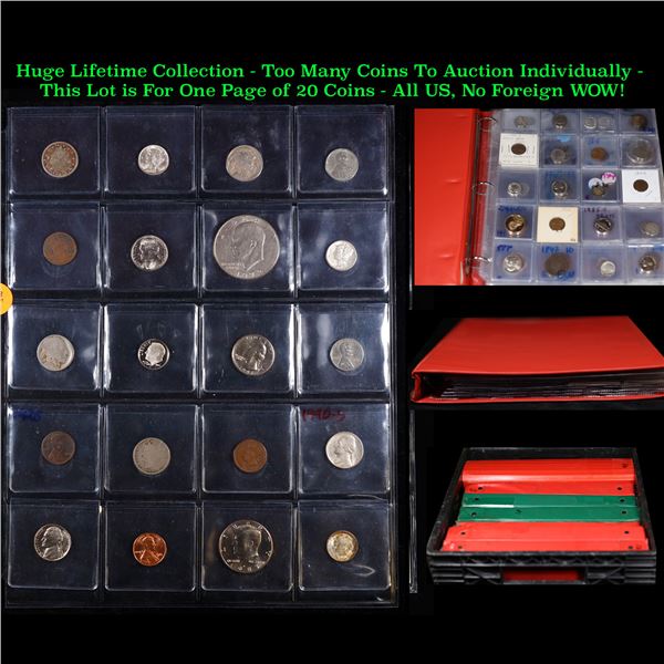 Huge Liifetime Collection - Too Many Coins To Auction Individually - This Lot is For One Page of 20 