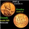 1947-d Lincoln Cent 1c Grades GEM+ Unc RD