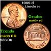 1969-d Lincoln Cent 1c Grades Gem+ Unc RD