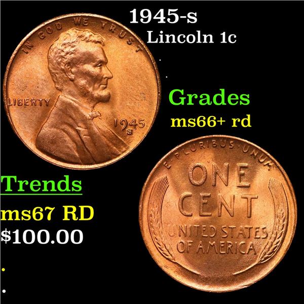 1945-s Lincoln Cent 1c Grades GEM++ RD