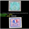 1944 France WWII Allied Military Currency 2 Francs Note P# 114a Grades vf++