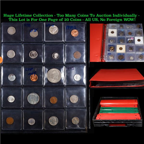 Huge Liifetime Collection - Too Many Coins To Auction Individually - This Lot is For One Page of 20 