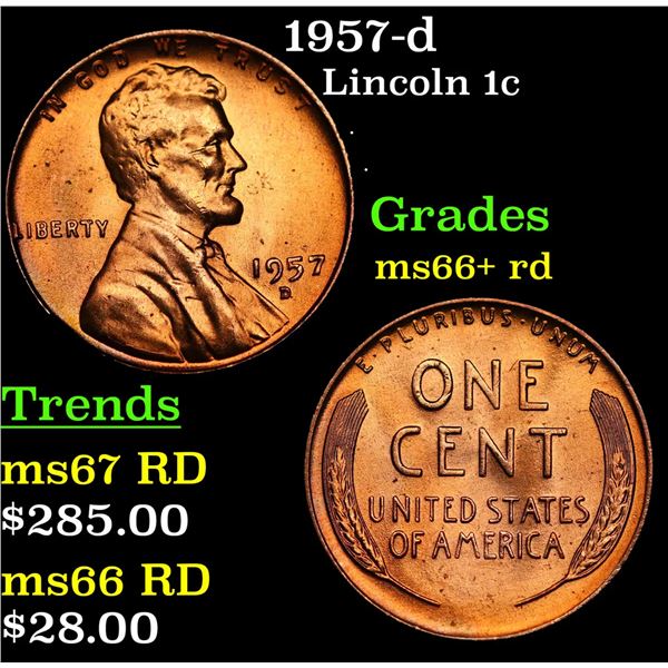1957-d Lincoln Cent 1c Grades GEM++ RD