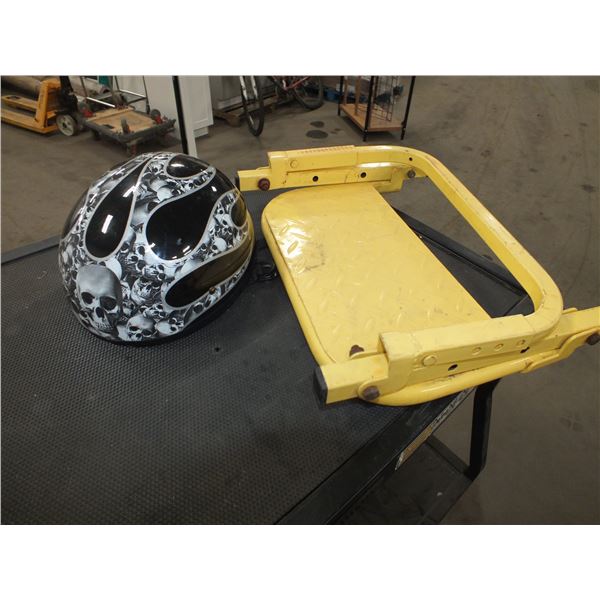Motorcycle Helmet & Small Step Ladder