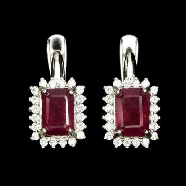 Natural 7x5mm Top Rich Red Ruby Earrings