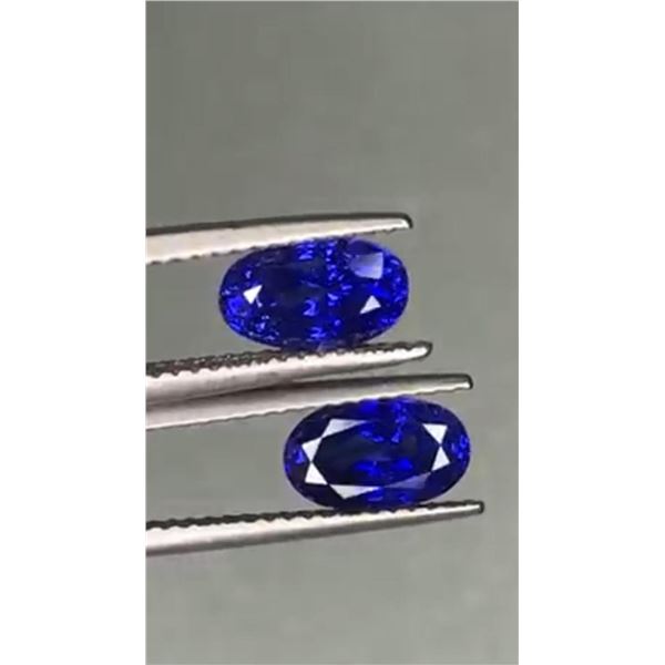 Natural Oval Royal Blue Sapphire Pair 3.94 Cts - VVS