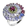 Image 1 : Natural Rhodolite Garnet Tanzanite Ring