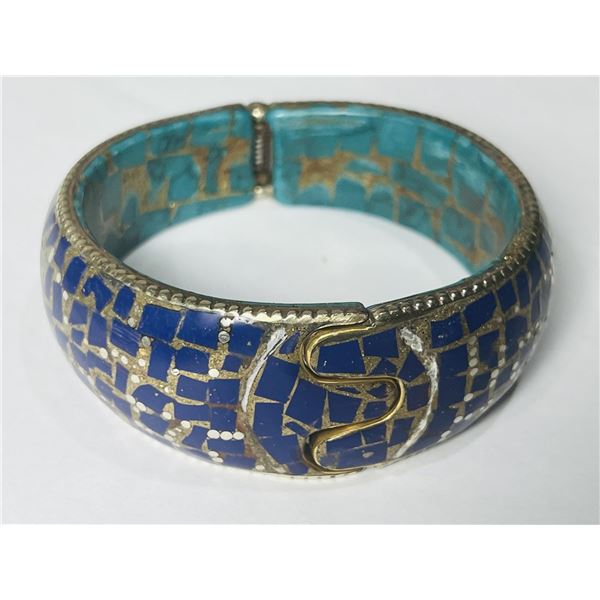 Natural Tibet Hand Made Lapis Lazuli & Turquoise Wide Bangle