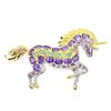 Image 1 : Natural Amethyst Emerald Tanzanite Unicorn Brooch