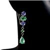 Image 1 : Natural Colombian Emerald Tanzanite Earrings