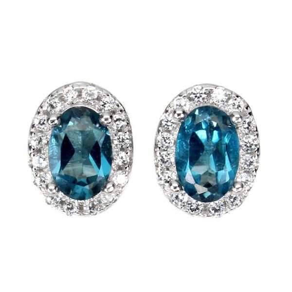 Natural London Blue Topaz Earrings