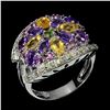 Image 2 : Natural Yellow Citrine & Amethyst  Ring