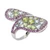 Image 3 : Natural Peridot Aquamarine Rhodolite Garnet Ring