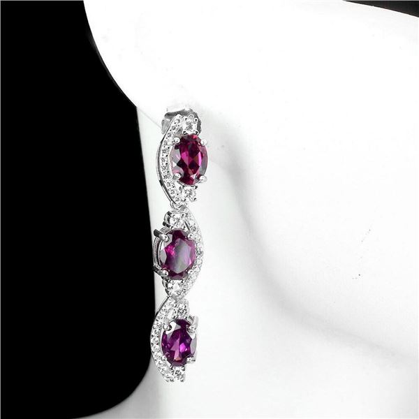 Natural  Rhodolite Garnet Earrings