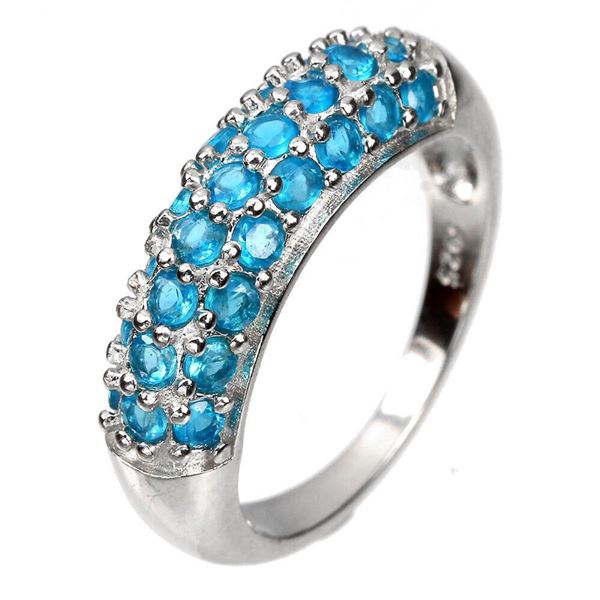 Natural Brazil Paraiba Blue  Apatite Ring