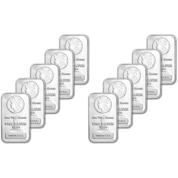 TEN (10) 1 oz. Highland Mint Silver Bars - Morgan Dollar Design .999+