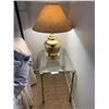 Brass-Coloured Bedside Table and Lamp
