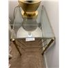 Image 2 : Brass-Coloured Bedside Table and Lamp