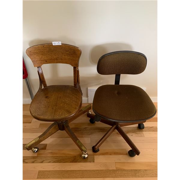 2 x Vintage Wooden Roller Chairs