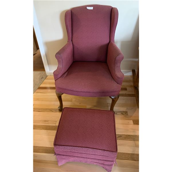 Antique Upholstered Parlour Chair w/ Matching Ottoman