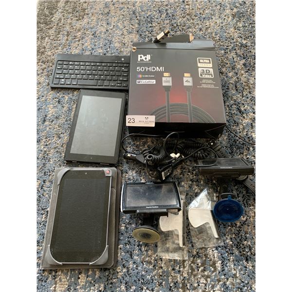 Assortment of Electronics - E-Readers, GPS, 50' HDMI, USB Keyboard, and More!