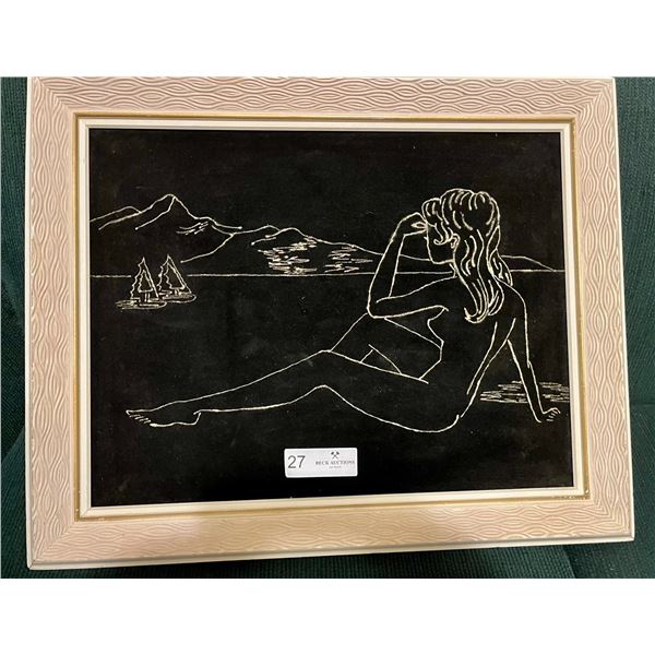 Framed Velvet Artwork of Woman