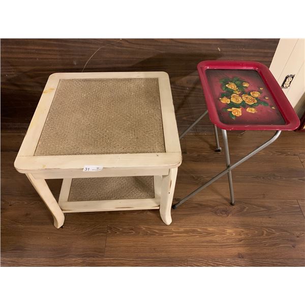 Vintage TV Tray and Rustic Side Table