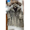 Image 1 : Vintage Gray Persian Lamb Fur Coat w/ Matching Hat - 3/4 Length, No Size - Includes Mink Collar!