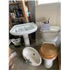 Image 1 : Bathroom Set - Toilet, Sink, Pedestal, Drop-in Sink, and Faucet