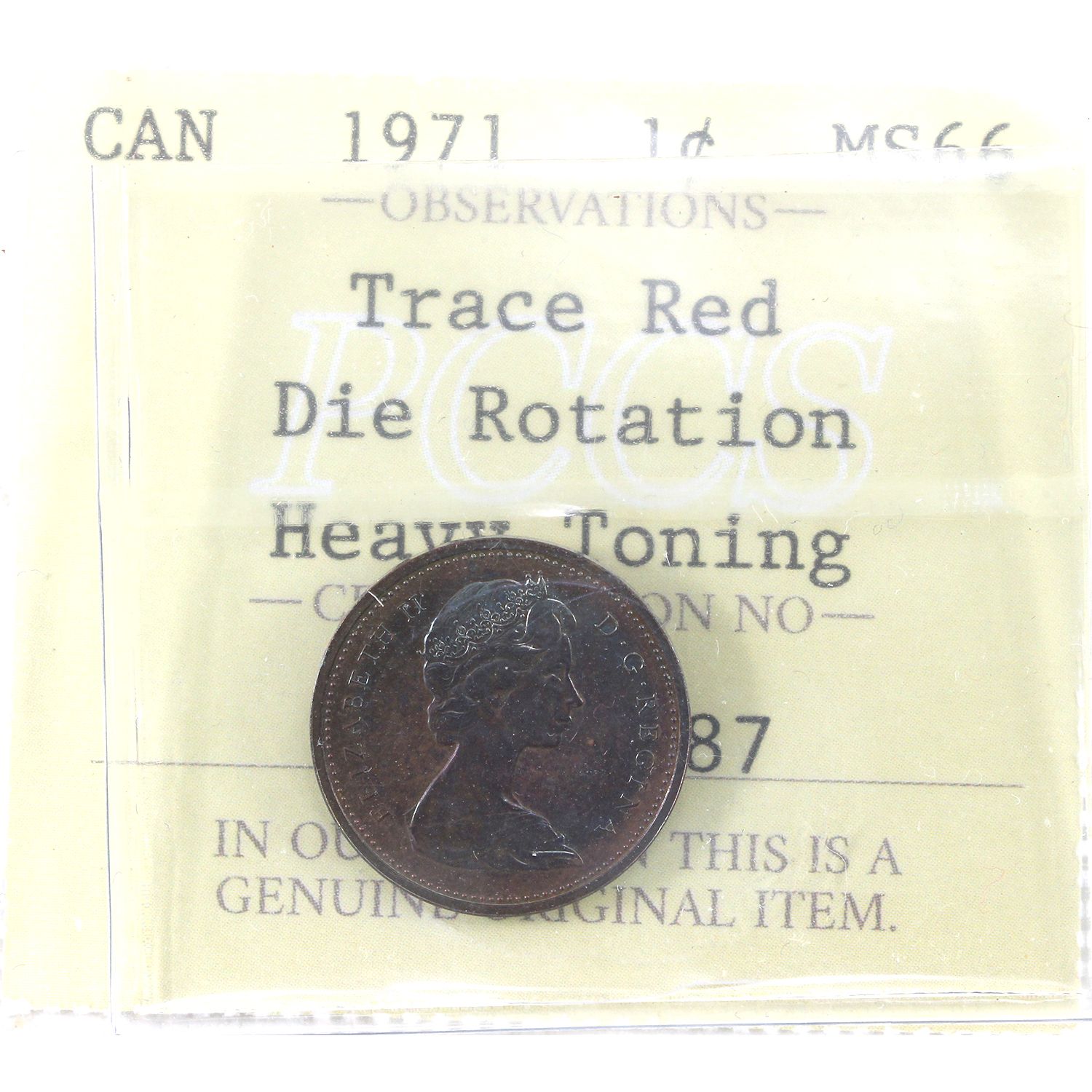 67oclock Rotation Coin 1-cent 1971 Die Rotation PCCS (Professional Coin Certification System ...